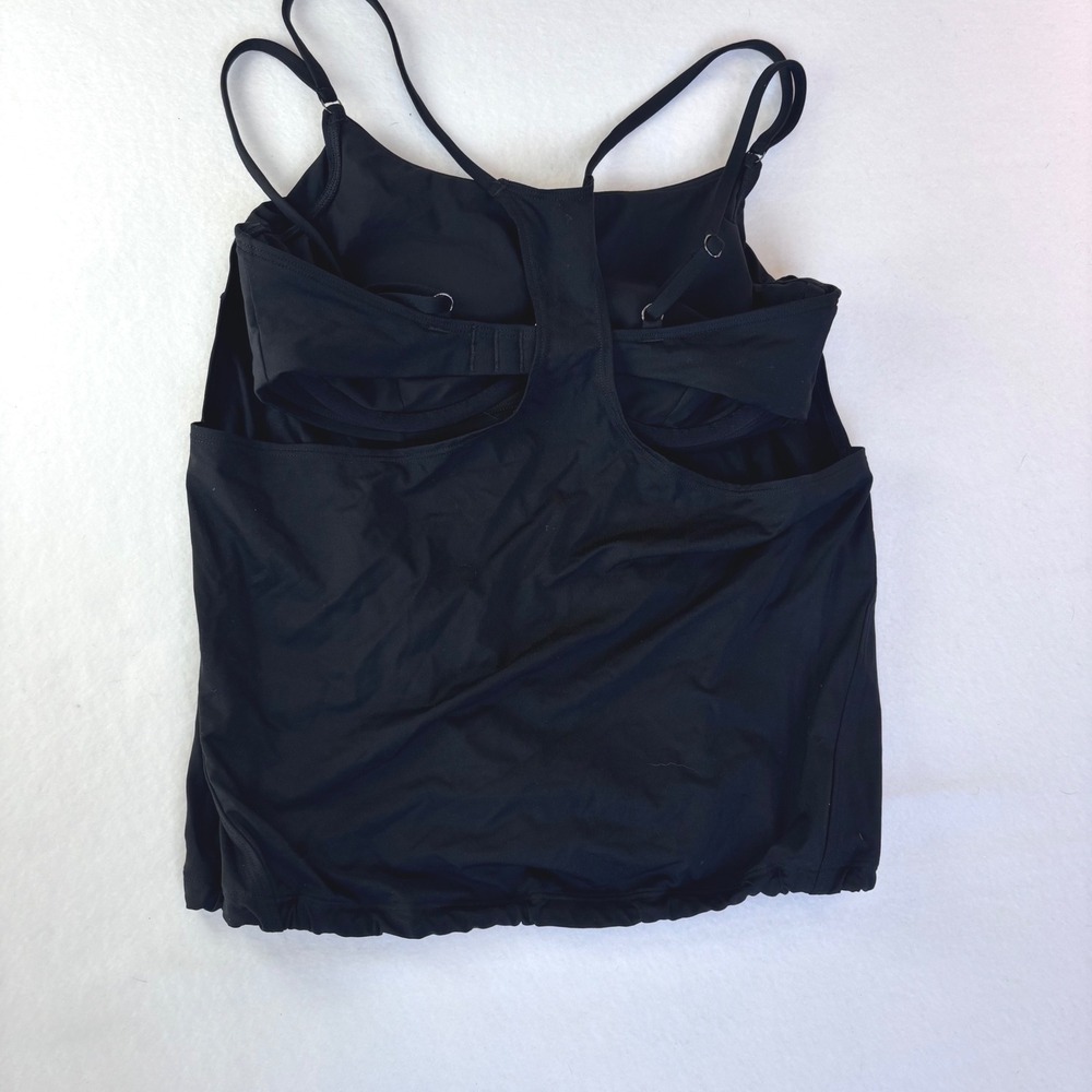Athleta Black Blouson Tankini Swim Top Underwire Bra 34D/DD Adjustable Straps - Picture 4 of 7